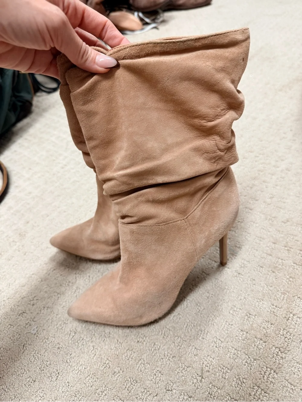 SCHUTZ Slouchy Pointed-Toe Suede Ankle Boots
